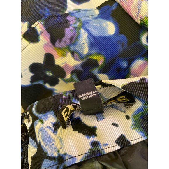 Express Floral Watercolor Print Skater Skirt ‎ Blue Purple White Size 8 Cute Y2K - Picture 4 of 6